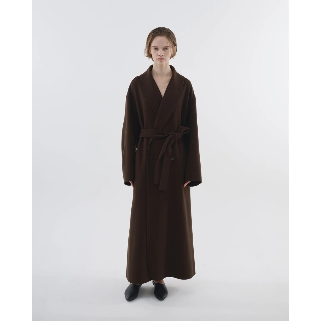 【MonTendre】秋冬新款 E 全羊毛手工纯色长款保暖气质双面毛呢大衣