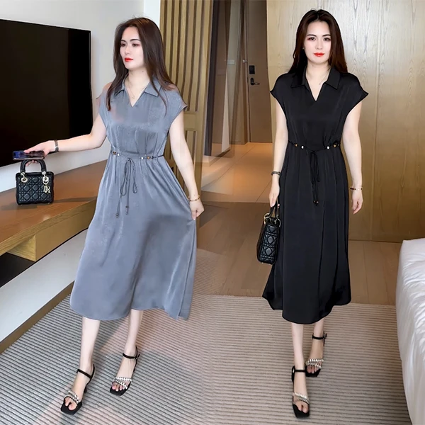 2025夏季新款休闲穿搭收腰气质显瘦洋气时尚减龄短袖套裙42