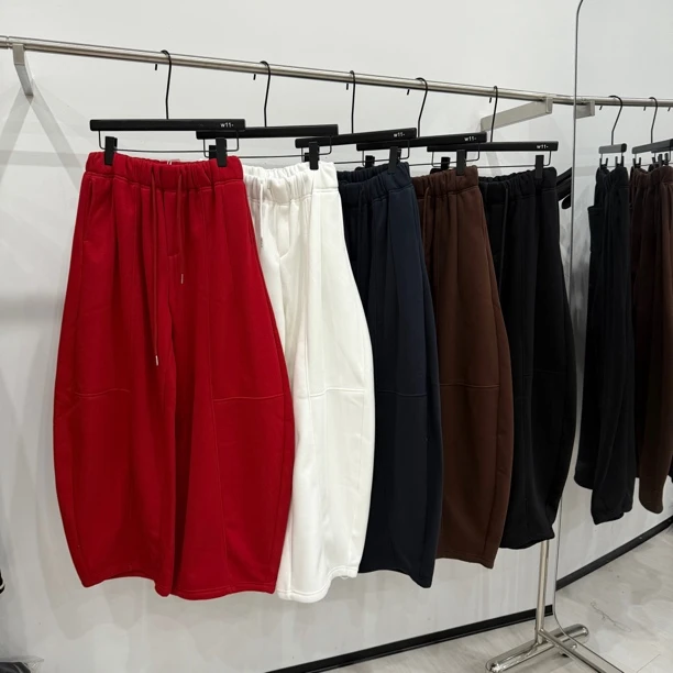 吴大大-高腰弯刀阔腿裤女加绒加厚新款宽松大码洋气时尚休闲百搭