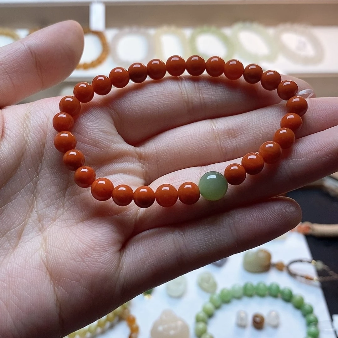 南红玛瑙手链未镶嵌南红卡六