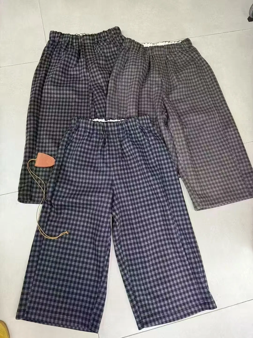 1041-1025-大码加绒毛呢格子裤