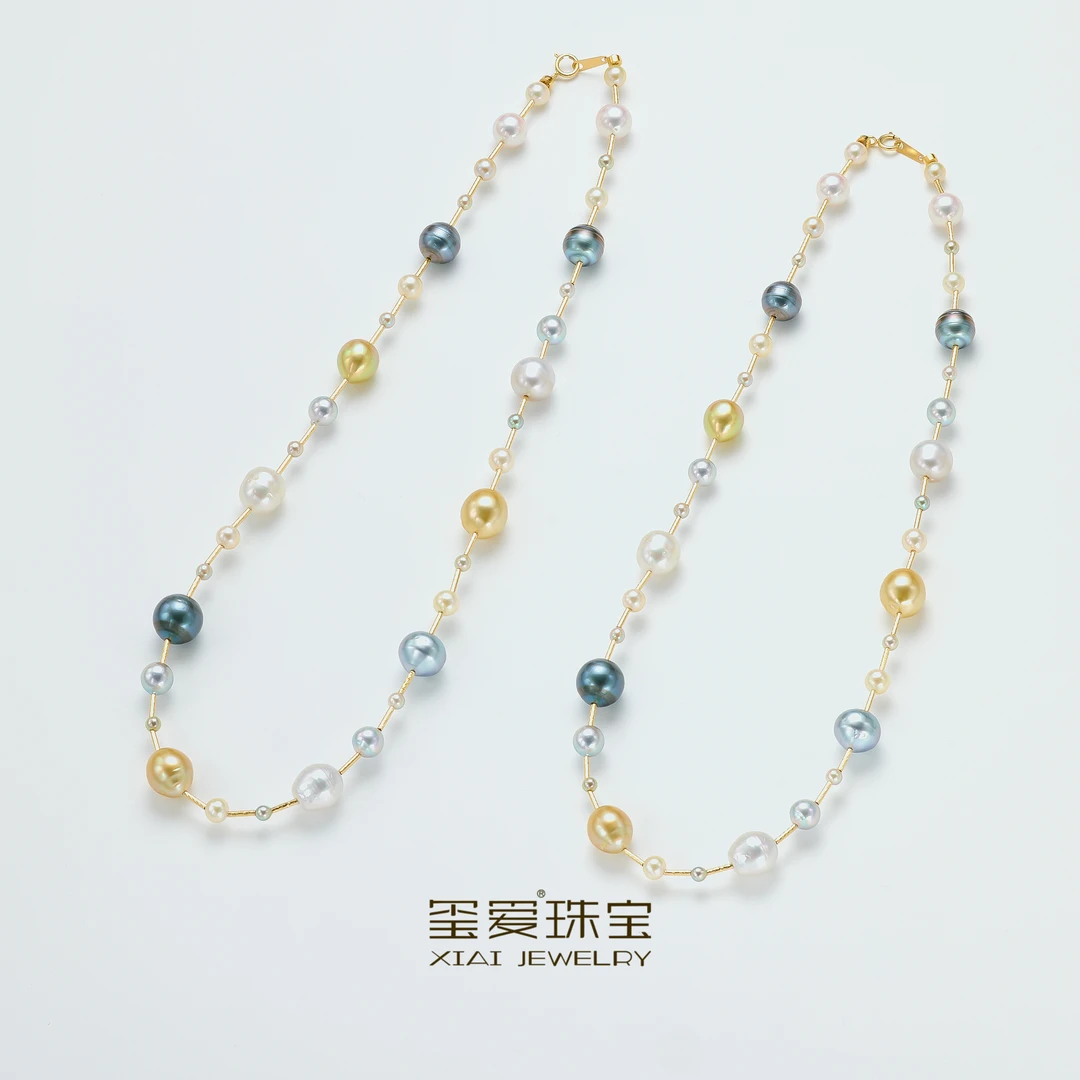 【七天鉴赏期】玺爱珠宝MM-14121海水珍珠澳白混彩项链（多样性发一）
