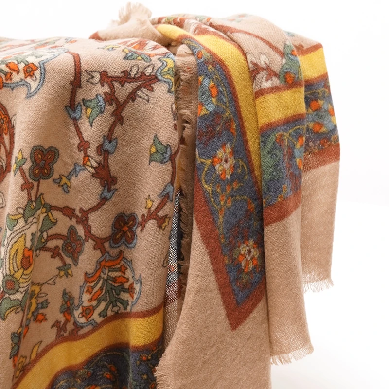 云栖橪 水煮羊毛菩提花围巾披肩