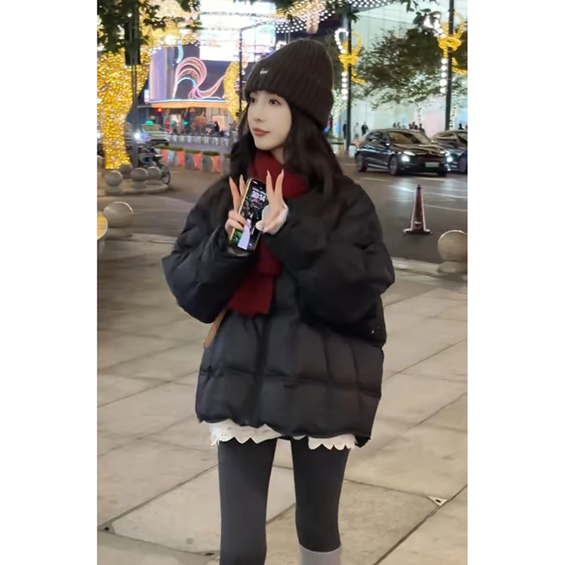 日常穿搭长袖保暖减龄棉衣女冬季2025新款温柔风加厚气质棉服外套