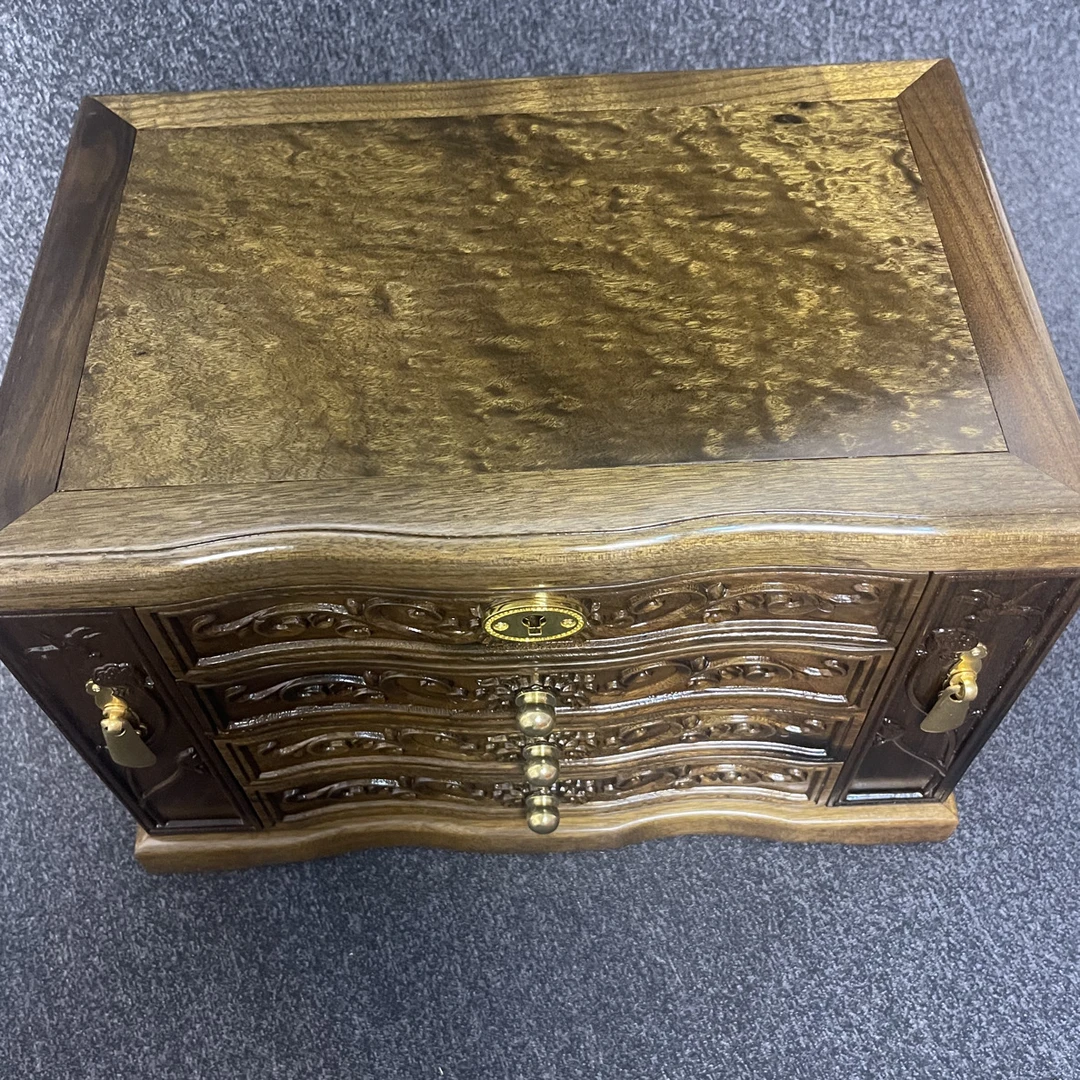 金丝楠木阴沉乌木 荷塘月色 多层首饰盒 榫卯工艺全独板送人送礼