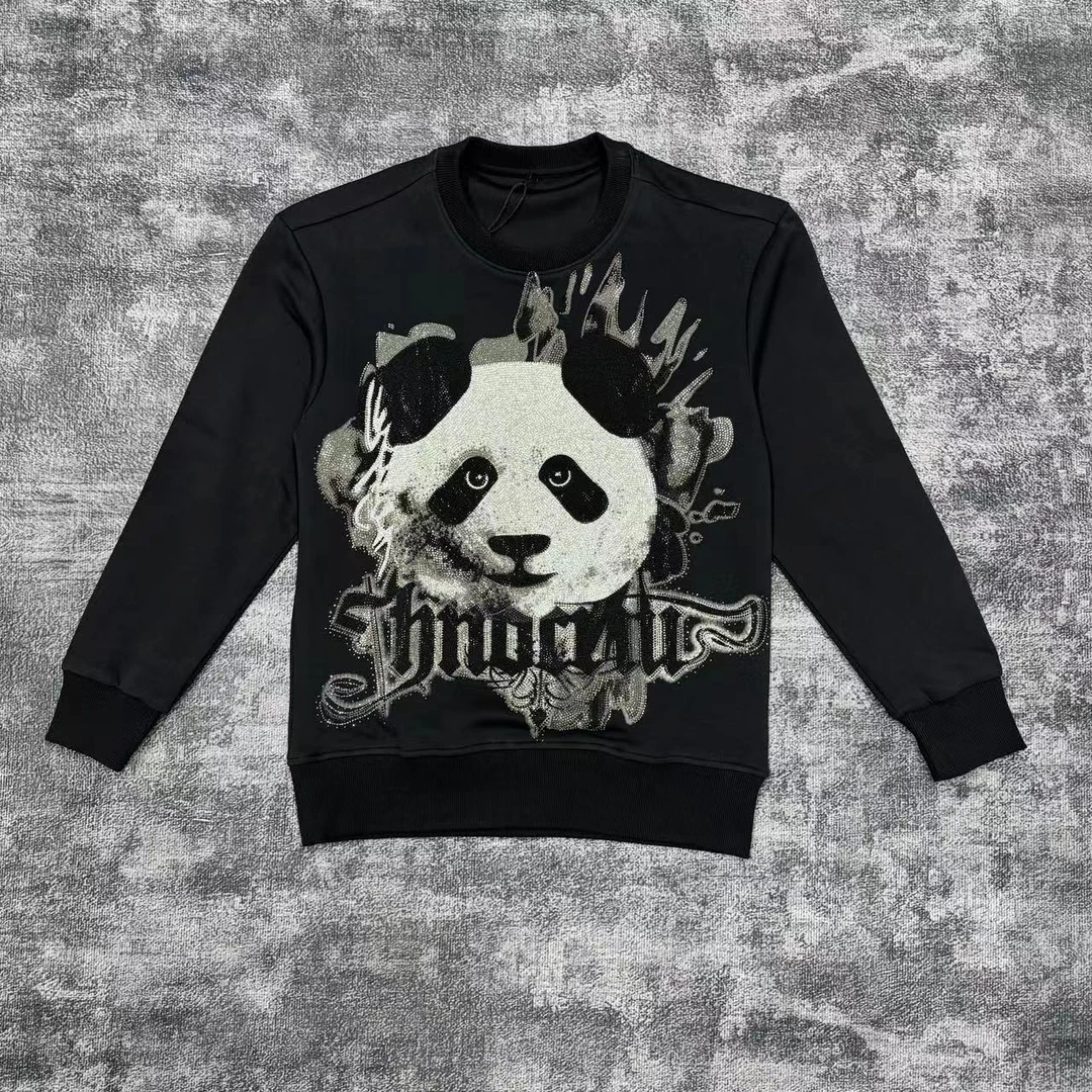 微阔潮流潮牌时尚男士修身百搭男士上衣熊猫卫衣11822