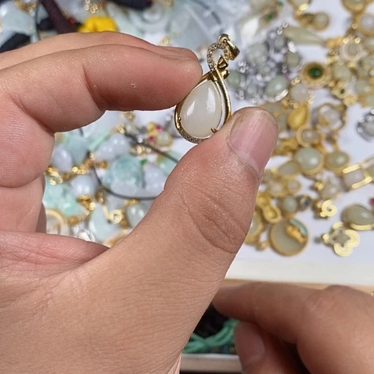 和田玉（白玉）银S925镶嵌颈饰天然