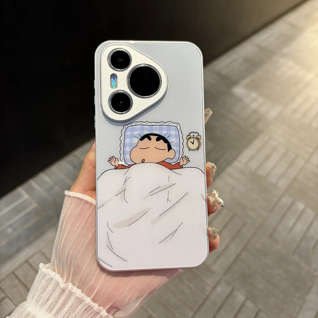 苹果/华为/oppo/vivo/小米 贪睡的小新适用pura70肤感玻璃手机壳