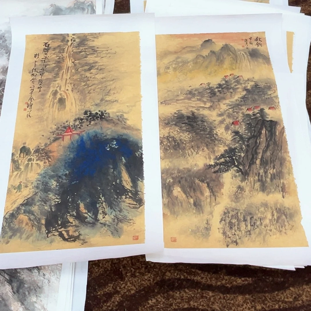 国画昱**书绘画绘画绘画两张微瑕