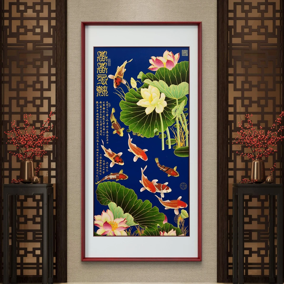 《富富有余》杭州锦丝绫布软装裱