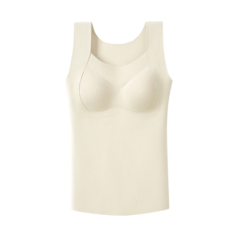 轻奢羊绒莱赛尔保暖背心带乳胶胸垫修身显瘦无痕打底衣