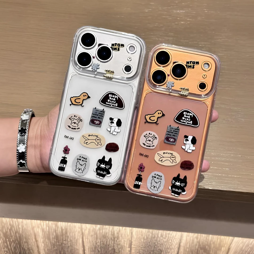 简约手绘可爱小狗适用苹果17promax手机壳16小米华为14防摔