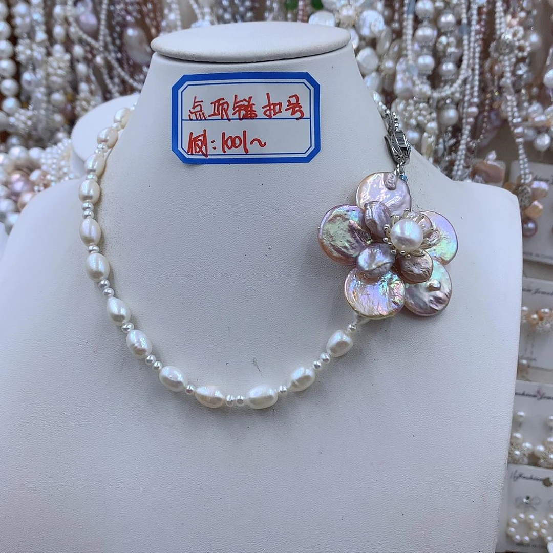 淡水珍珠项链耳饰银S925镶嵌