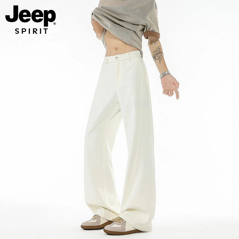 高腰JEEPSPIRIT美式微喇西裤男潮牌新款薄款夏cleanfit垂感休闲裤