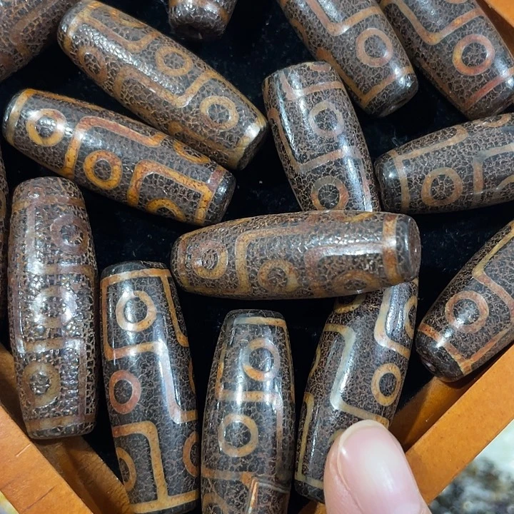 合金玛瑙/玉髓珠宝半成品2个老玛瑙九眼天珠