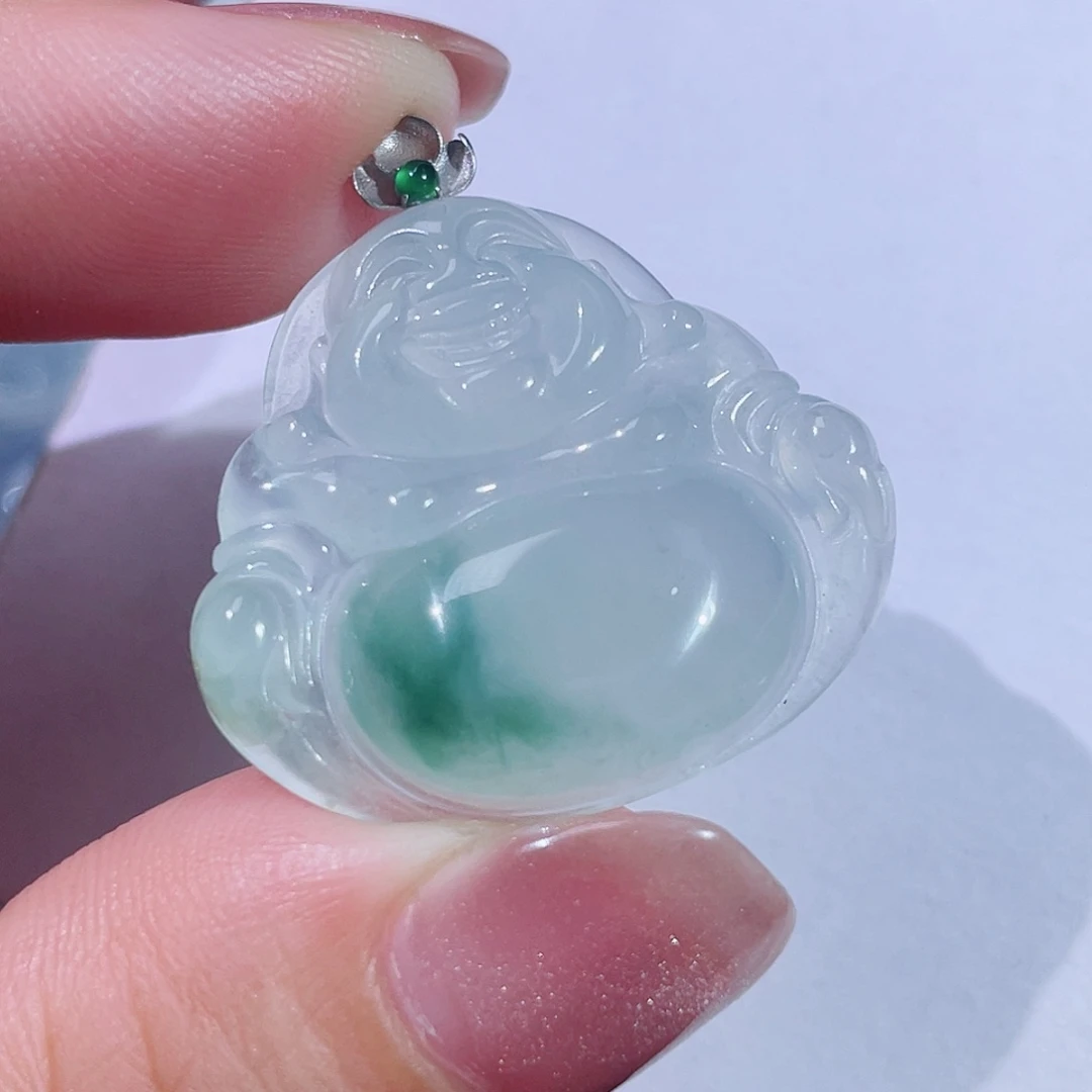翡翠18K金镶嵌颈饰佛公