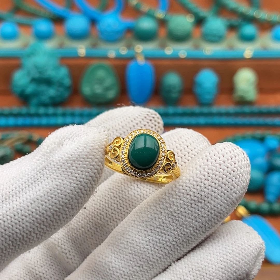 绿松石18K金镶嵌珠宝奇石