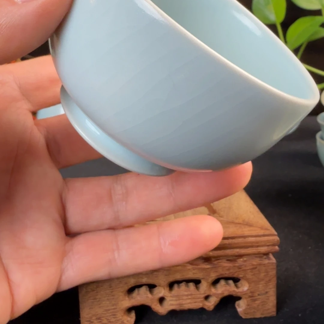 陶摆件汝瓷月白罗汉杯