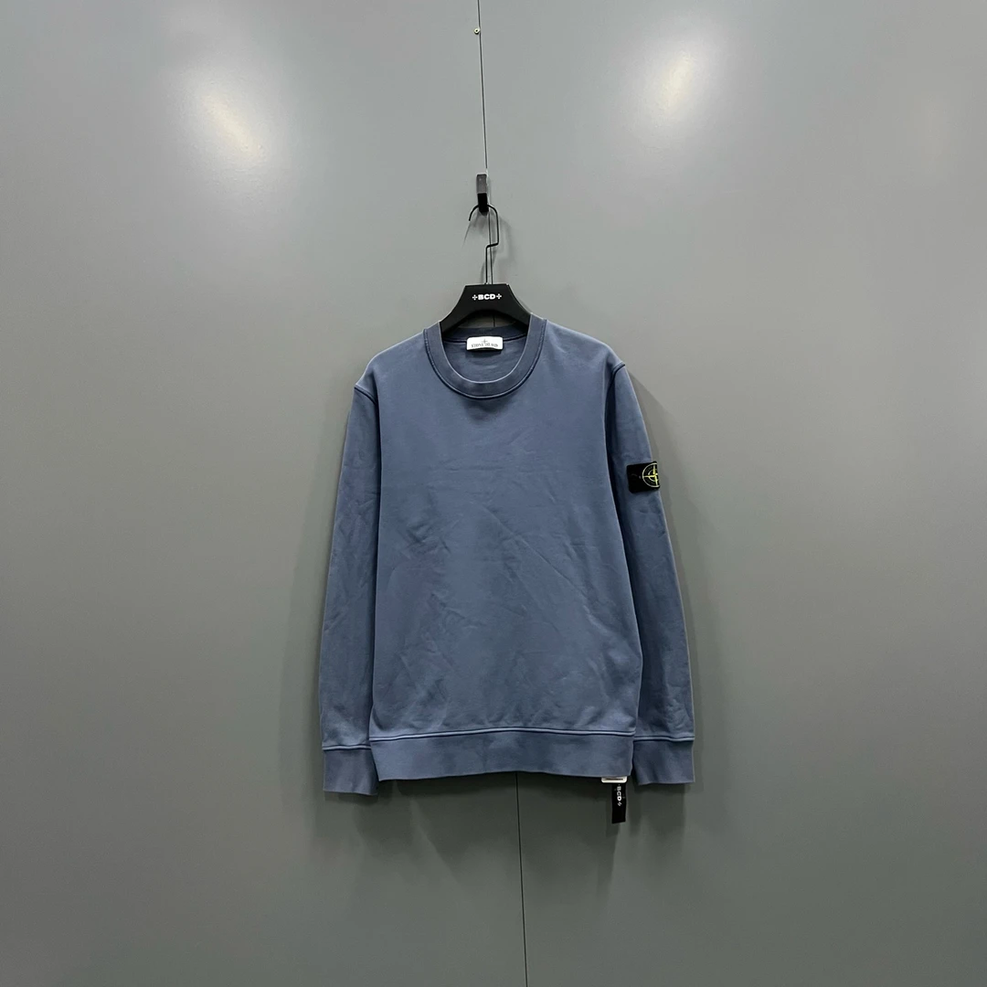 99新 STONE ISLAND h924 牛仔蓝袖标圆领卫衣 XL码 017774