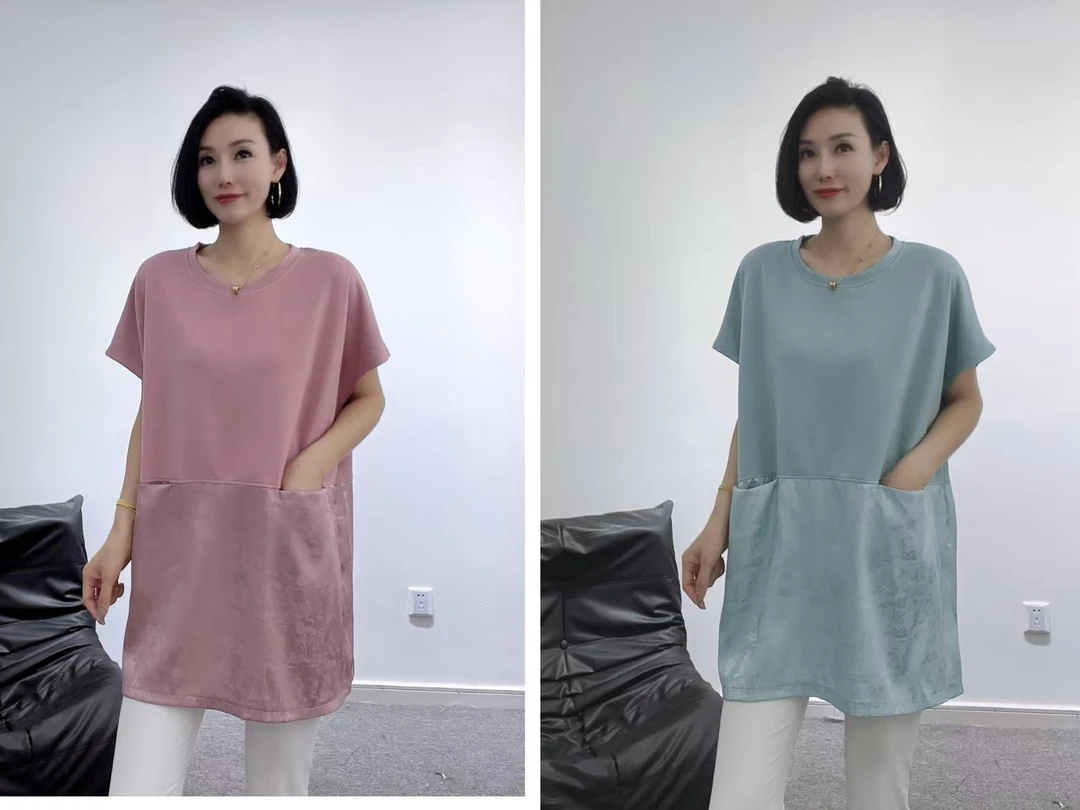 蒋姐家 欧货拼醋酸时尚简约大版衫 米