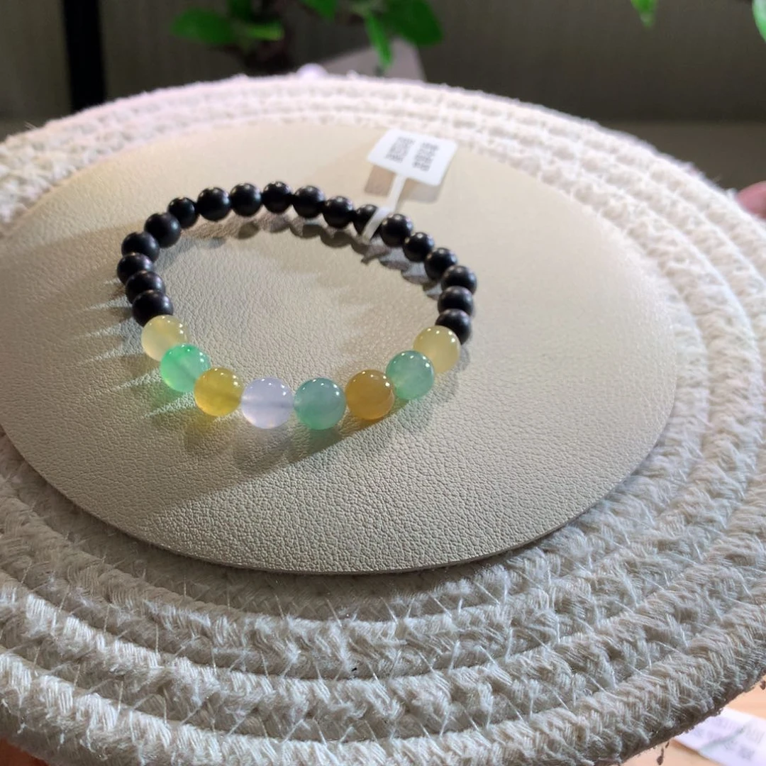 散珠翡翠天然缅a卡7mm多宝半串