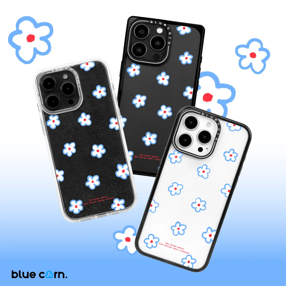 Bluecorn原创款蓝色花花适用于iPhone16/15/ProMax手机壳
