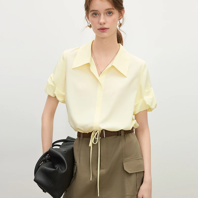 【金拐子专属】范思蓝恩衬衫v领花苞袖上衣25FS12396