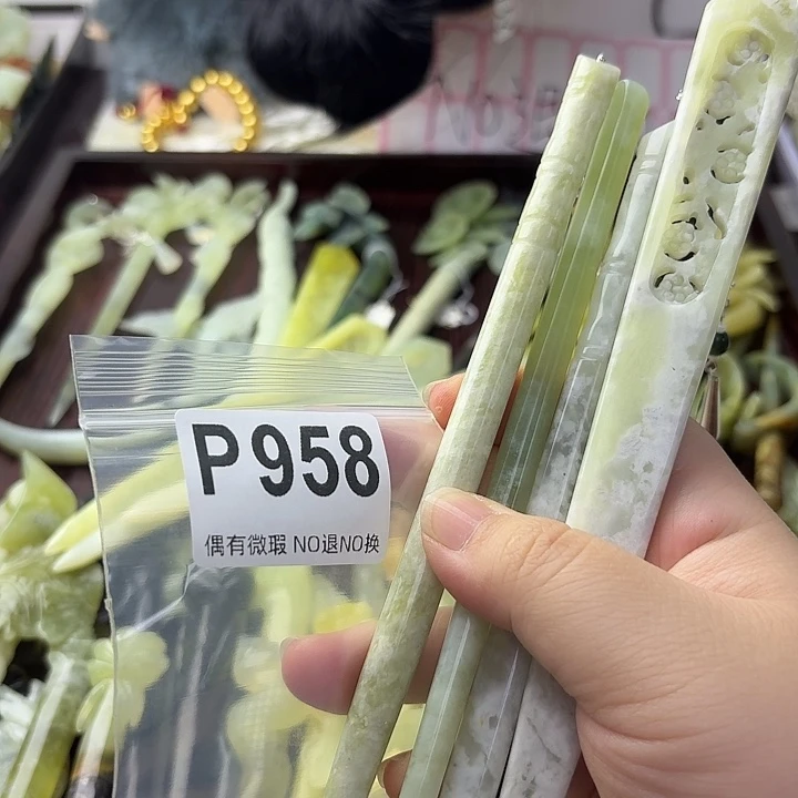 木***m合金蛇纹石玉发饰
