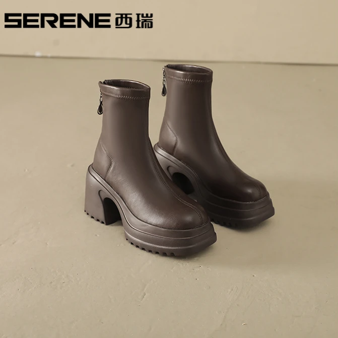 西瑞女款马丁靴厚底英伦风百搭瘦瘦靴秋冬新款女鞋短靴时尚百搭
