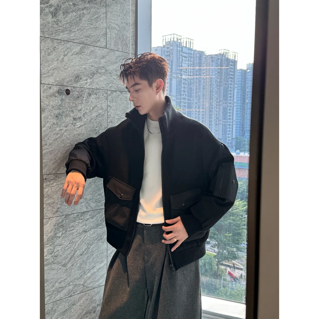 辰皇后毛衣立领短款羽绒服男夹克2025冬季新款宽松加厚保暖外套