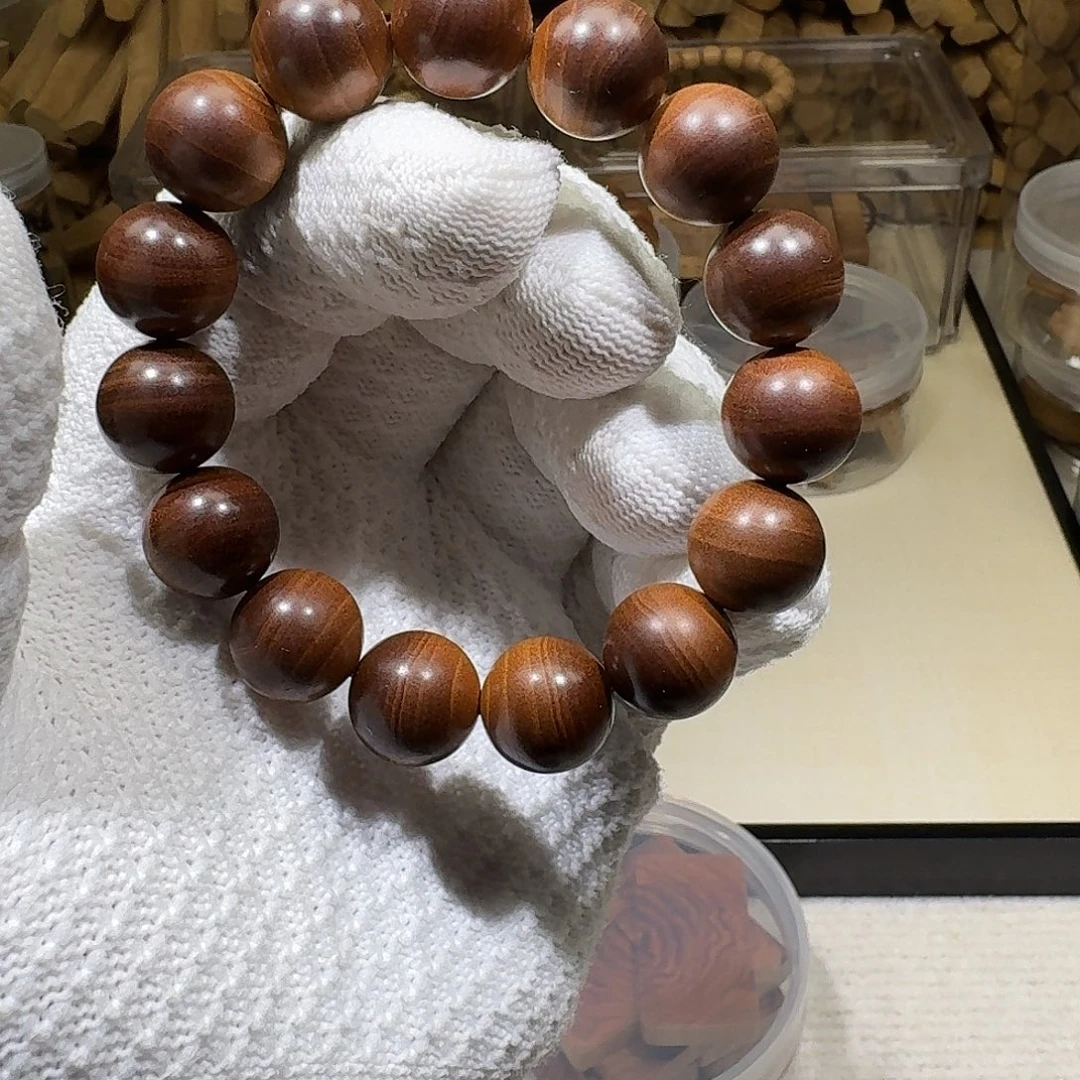 檀香木手串/手链焦糖1.5黑珍珠虎皮纹