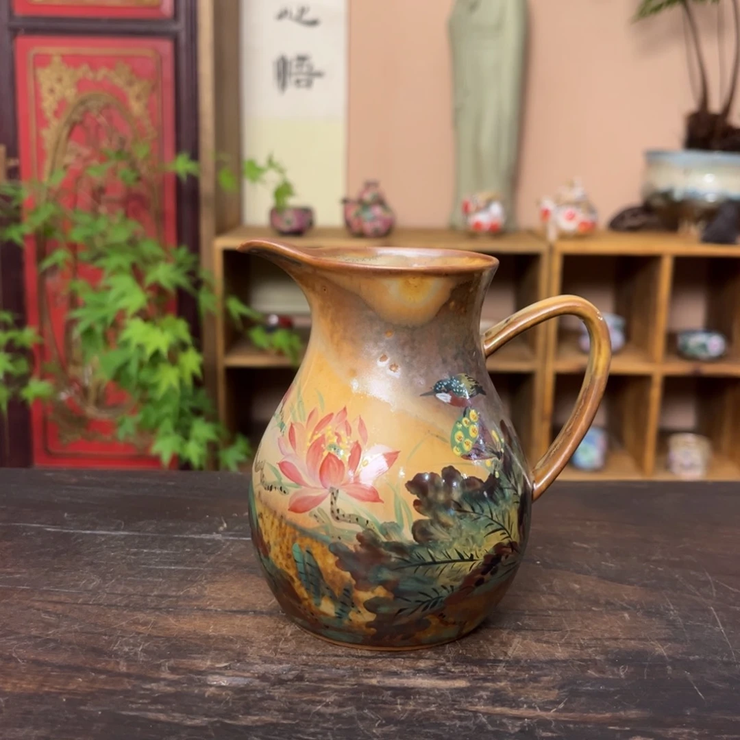 瓷片柴烧纯手工手绘陶瓷