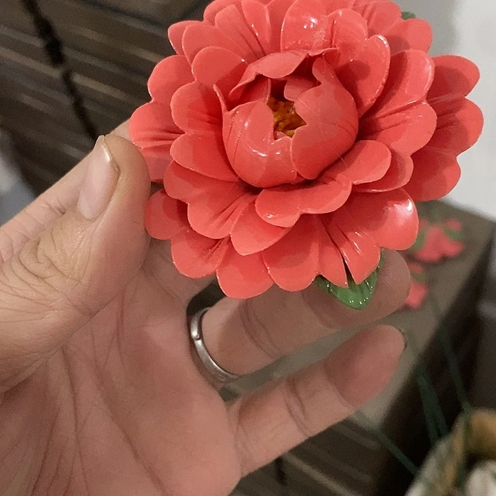 瓷片纯手工陶瓷花摆件瑕