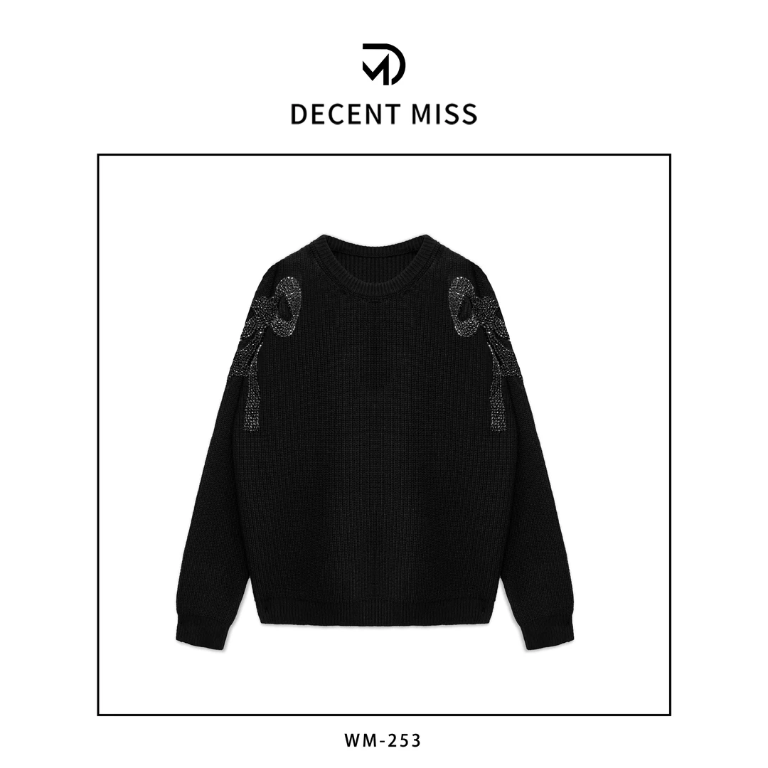 DECENT MISS重工定制古典传承手工精制优雅时尚蝴蝶结毛衣WM-253