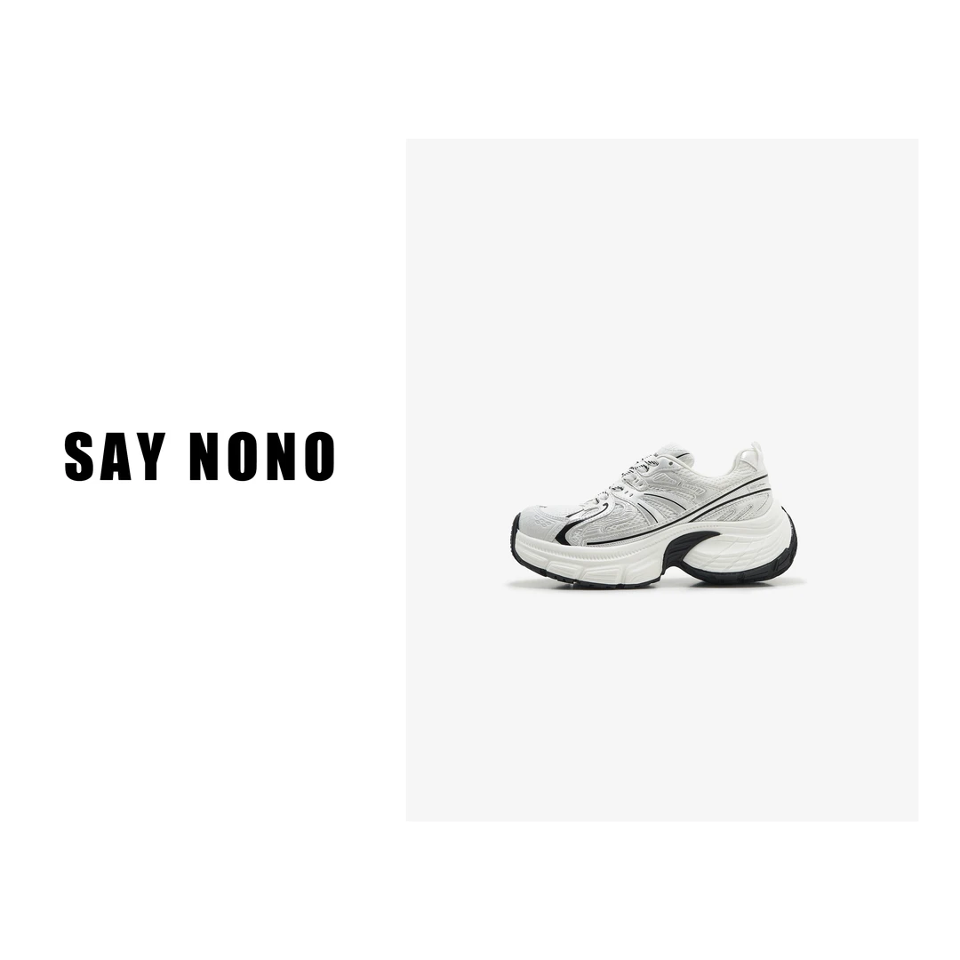 Say nono 撞色复古系带通勤百搭增高厚底老爹鞋