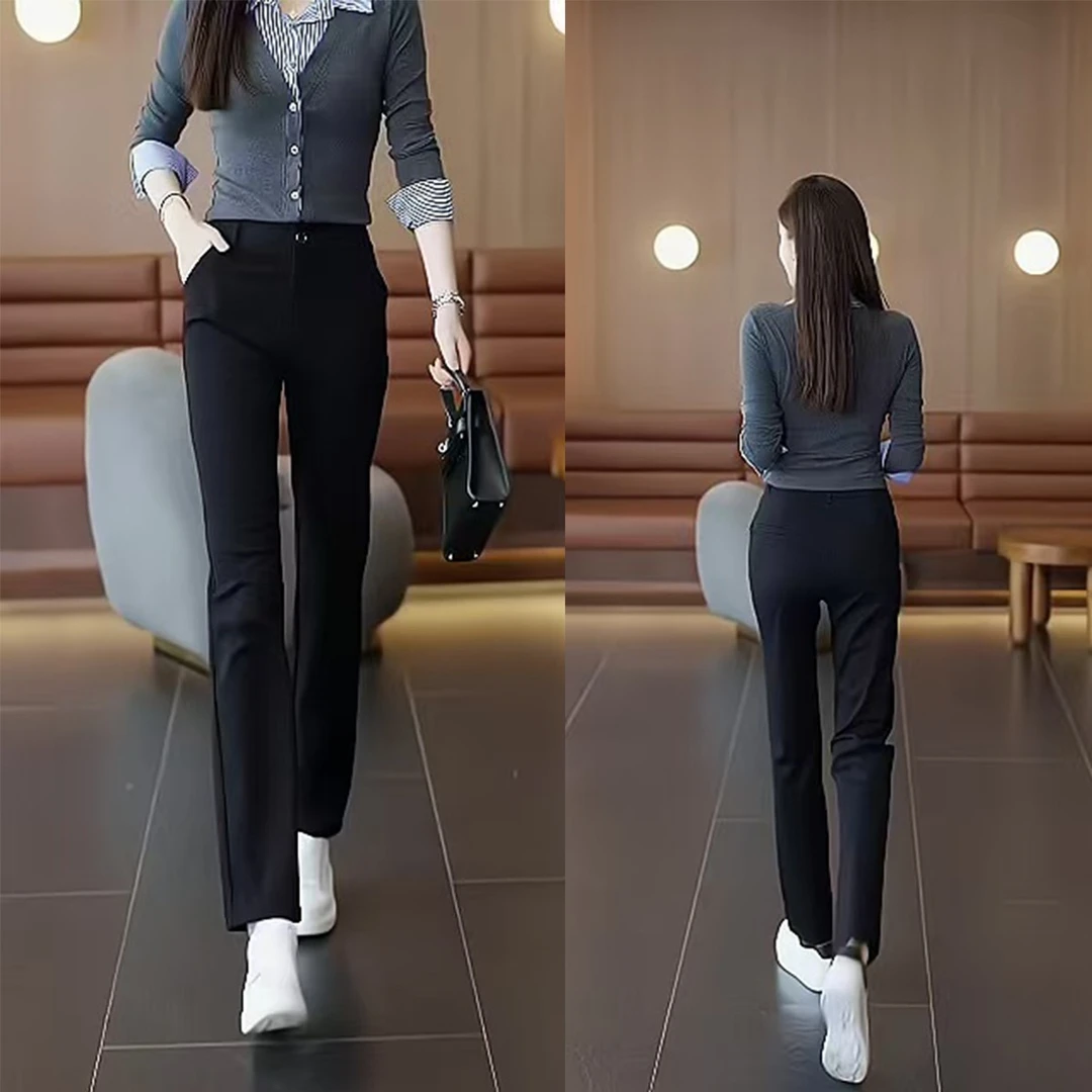 25年初秋小直筒裤薄款拉链静奢风高腰时尚百搭休闲裤秋季烟管裤子