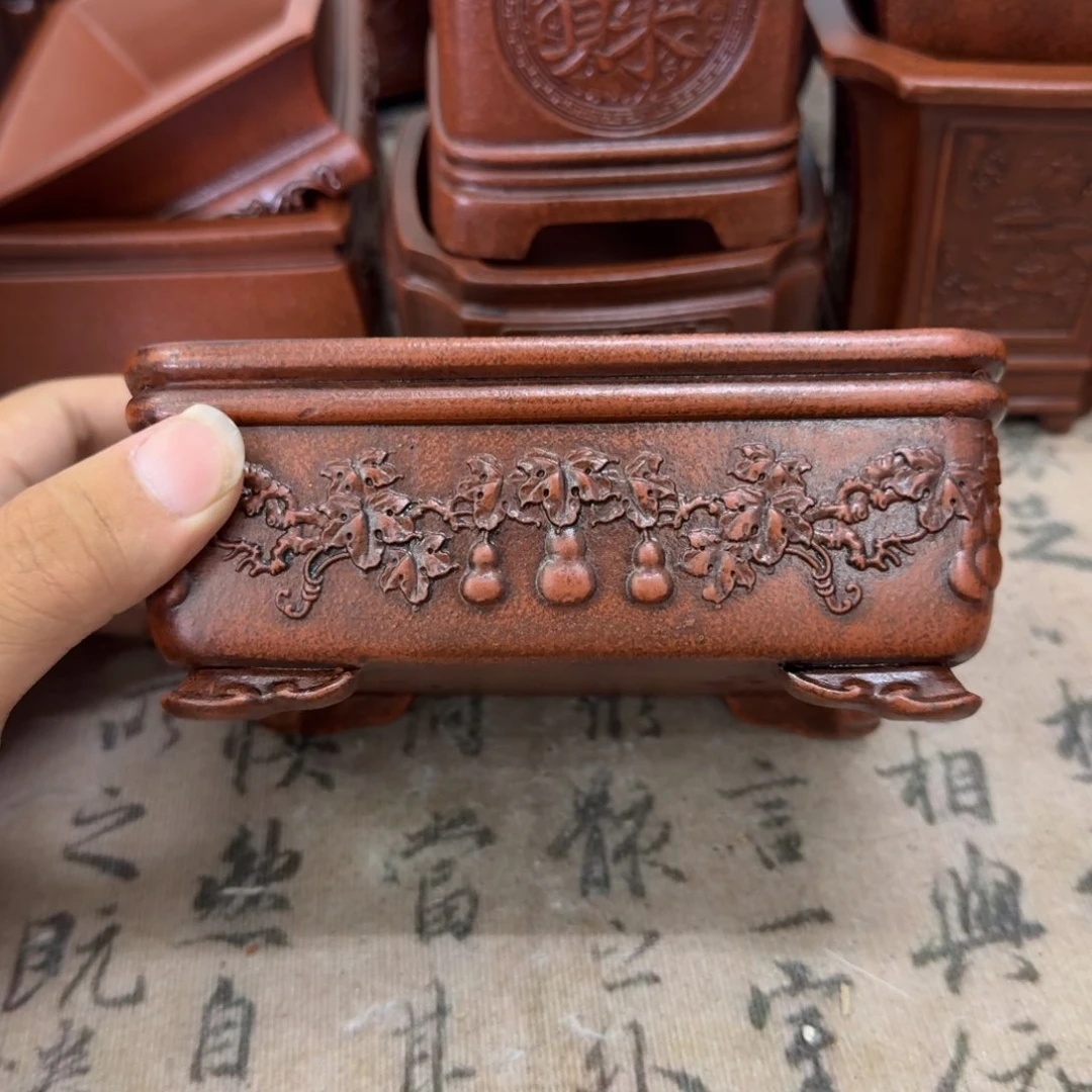紫砂花盆14x10.5x5内经紫砂花盆