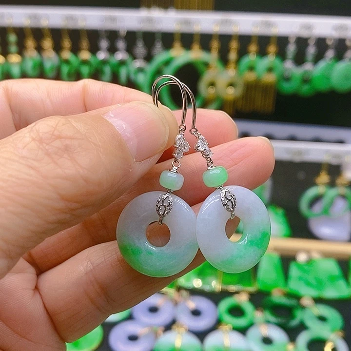 翡翠耳饰18K金镶嵌耳坠