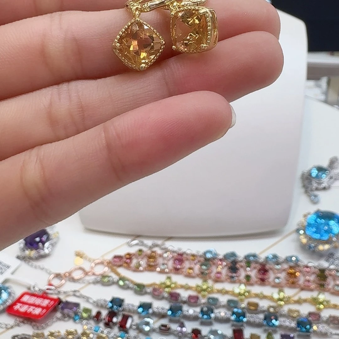 水晶耳饰银S925镶嵌 668