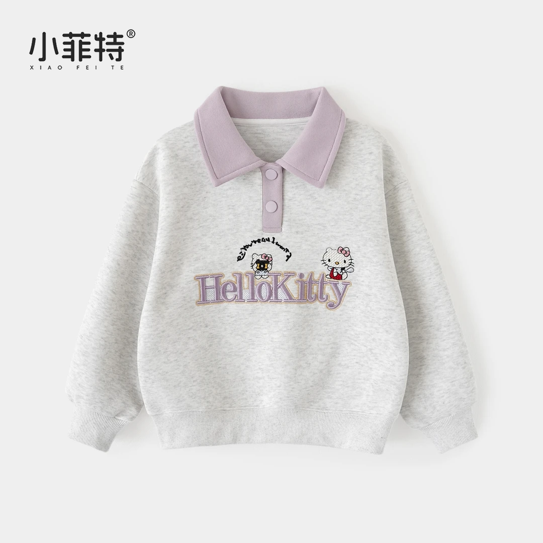 小菲特女童秋装新款polo领长袖卫衣中大童儿童休闲上衣BGYQ53217
