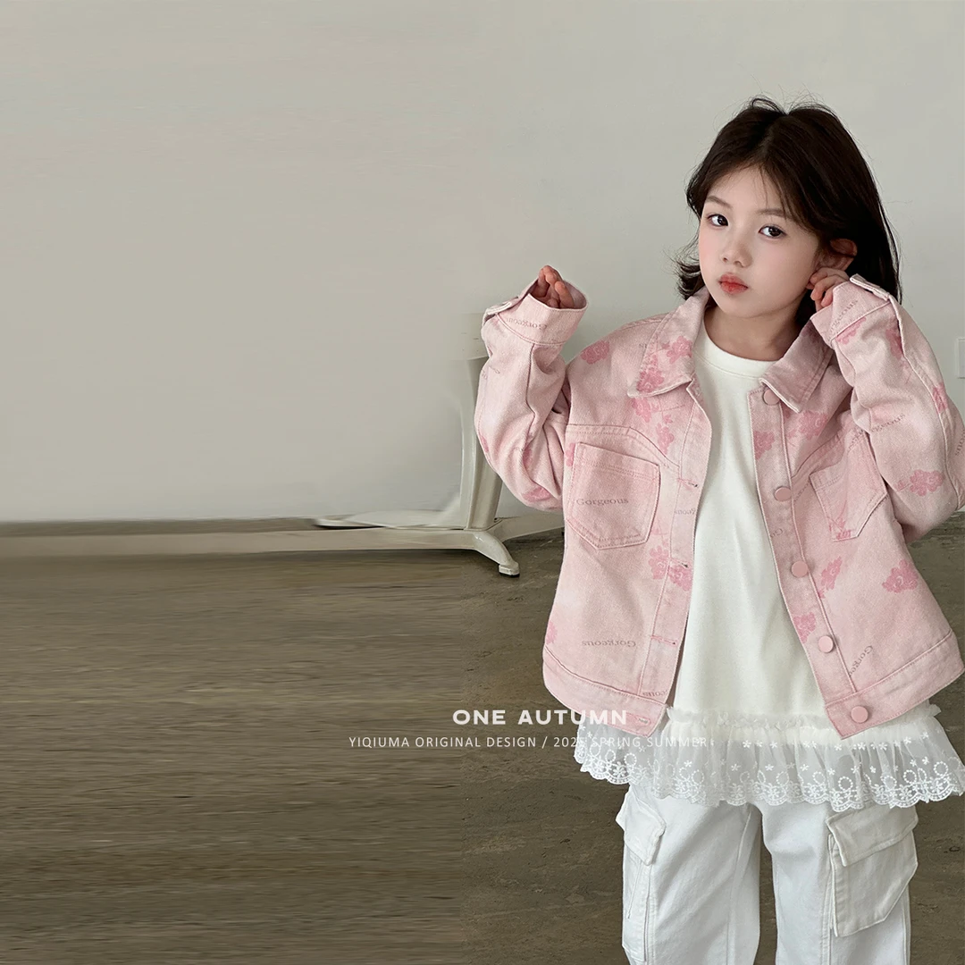 现货「麦麦秋.MAIMAIQIU」【山野暮色】印花朵牛仔外套女童春季上衣