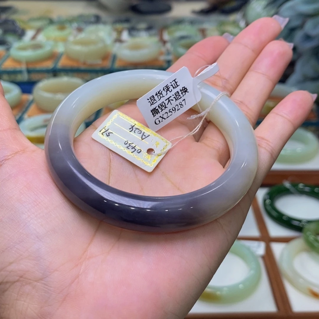 未镶嵌手镯和田玉和田玉紫白57