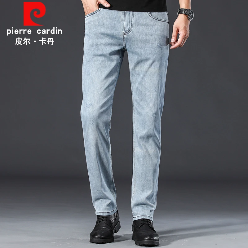 【夏季薄款】皮尔卡丹牛仔裤男士休闲直筒宽松商务长裤子男22103