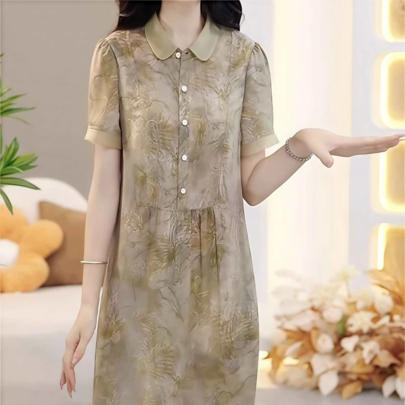 素订女装原创品牌旗舰店夏季新款洋气优雅遮肚子显瘦气质连衣裙