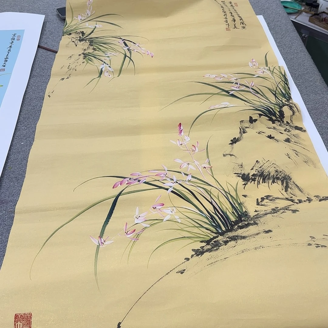 福***馆国画国画立体兰花作品