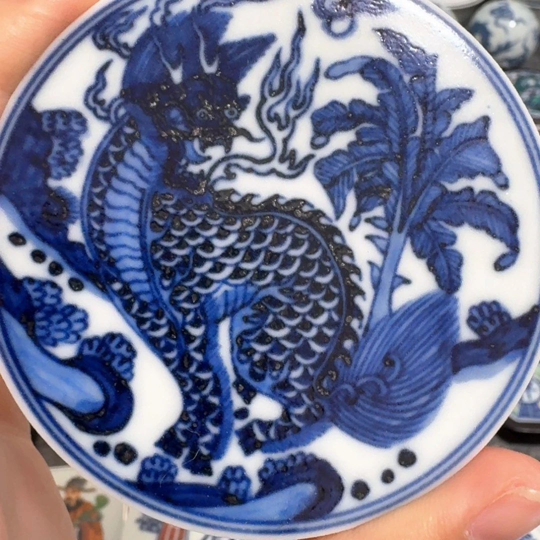 唤***忆瓷片青花麒麟杯垫一个