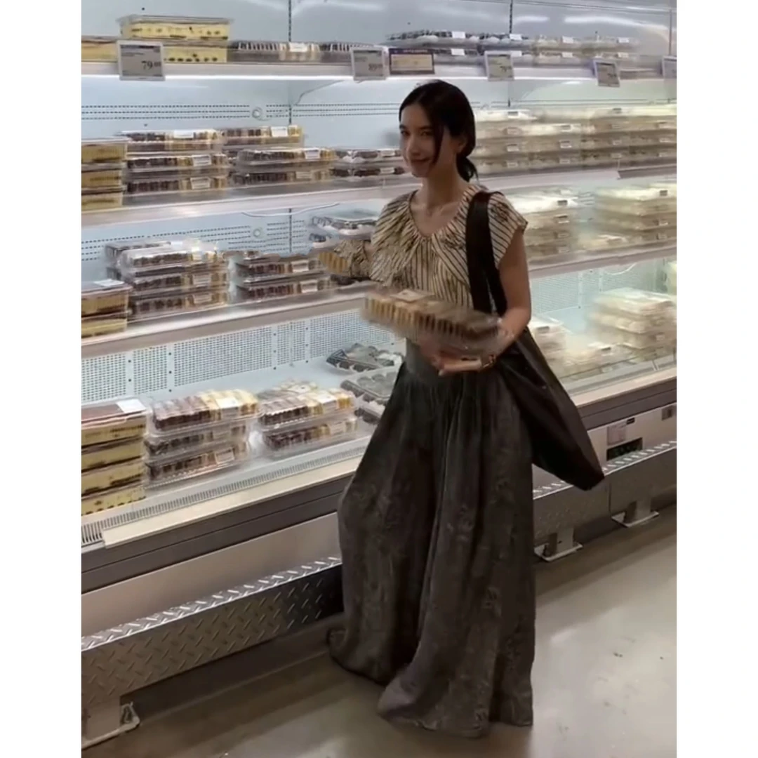 MARIE.COCO慵懒风松弛感高级感条纹衬衫上衣水墨扎染阔腿裙裤套装