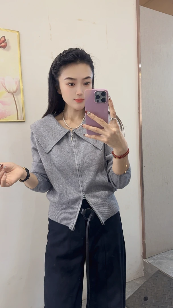 红衣俏家双拉连开衫