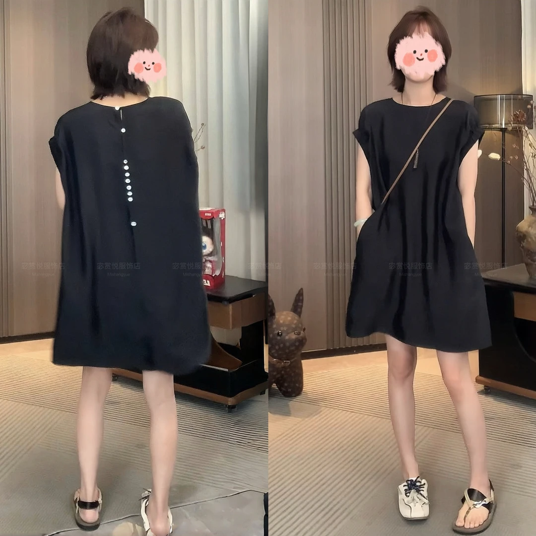 2025夏季新款高级感纯欲慵懒风松弛感气质显瘦舒适百搭休闲连衣裙