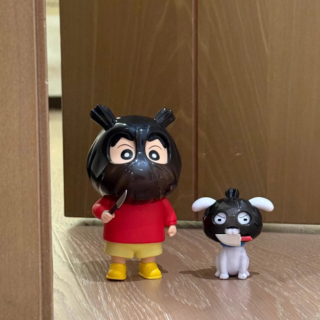 打劫蜡笔小新手办抢劫小白桌面摆件搞怪公仔小偷阿呆潮玩周边礼物